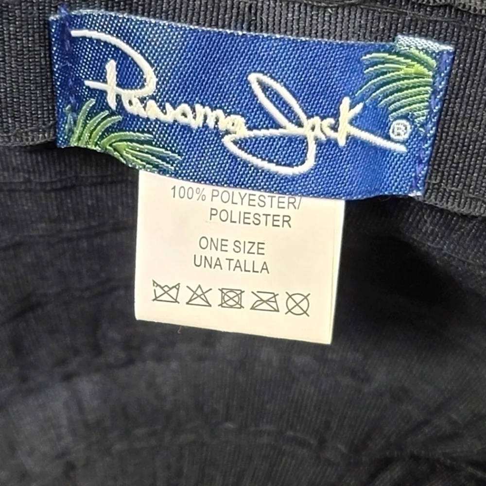 PANAMA JACK WIDE BRIM CRUSHABLE BLACK HAT, W REAL SEASHELL TRIM DETAIL